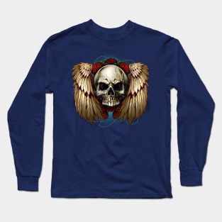 Skull wings with roses Long Sleeve T-Shirt